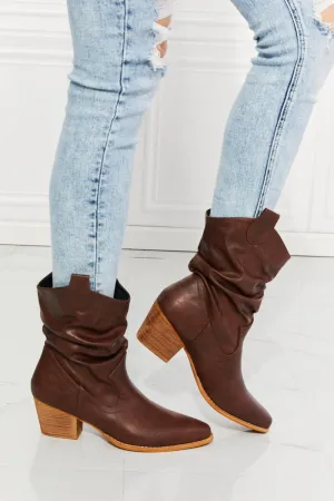 MMShoes Burnt Umber Scrunch Pointed Toe Cowboy Boots