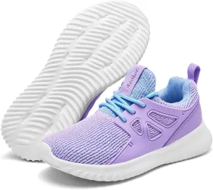 nerteo Girls Shoes Kids Running Toddler Tennis Sneakers | Teen Child Youth Shoes. Machin Washable Light Purple Size 4 US Big Kid