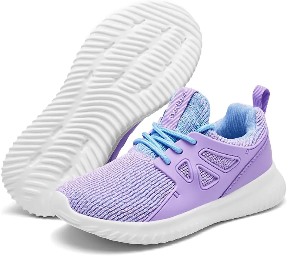 nerteo Girls Shoes Kids Running Toddler Tennis Sneakers | Teen Child Youth Shoes. Machin Washable Light Purple Size 4 US Big Kid