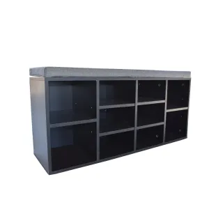 NNEDSZ  Decor 2 in 1 Shoe Organiser With Bench Storage - Black And Grey