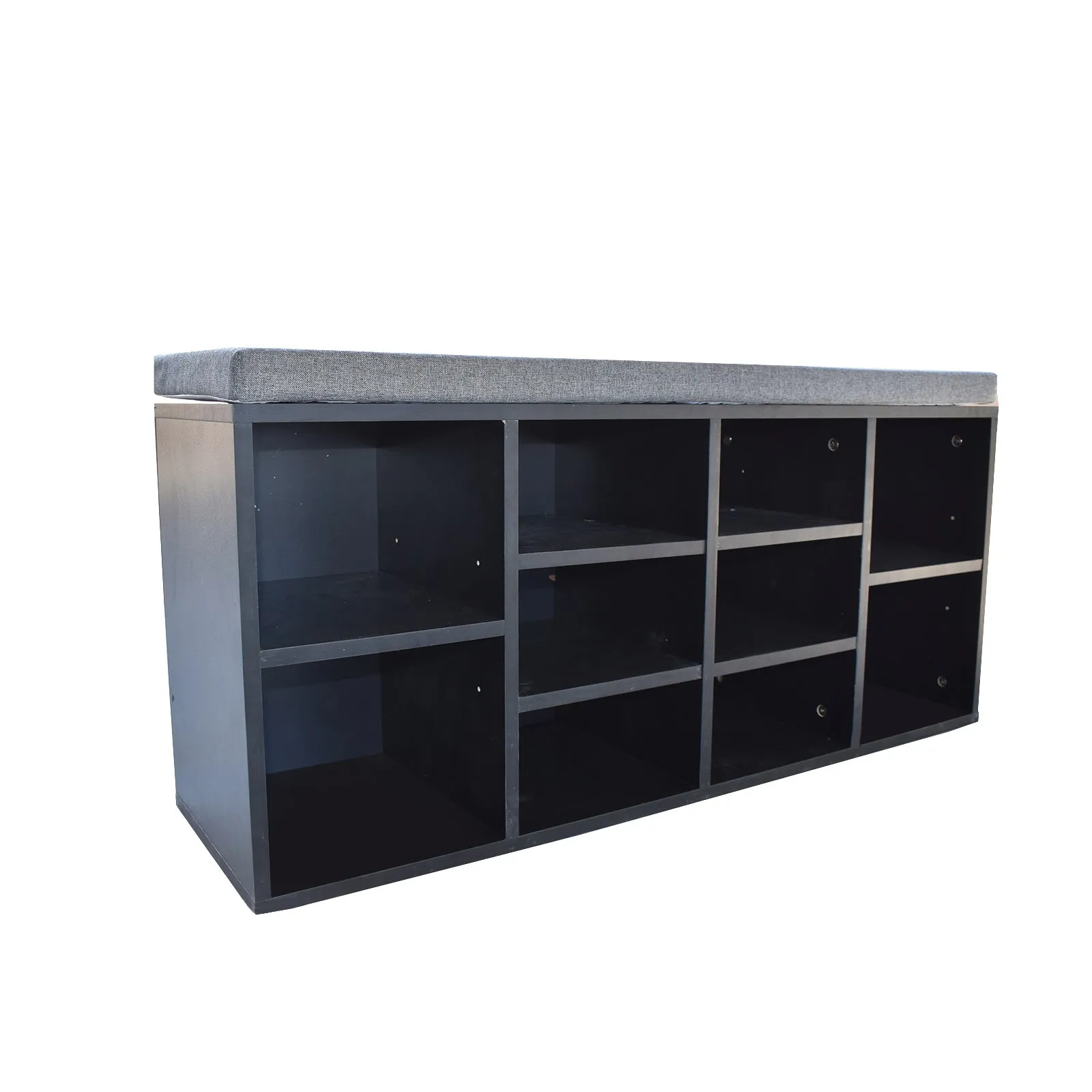 NNEDSZ  Decor 2 in 1 Shoe Organiser With Bench Storage - Black And Grey