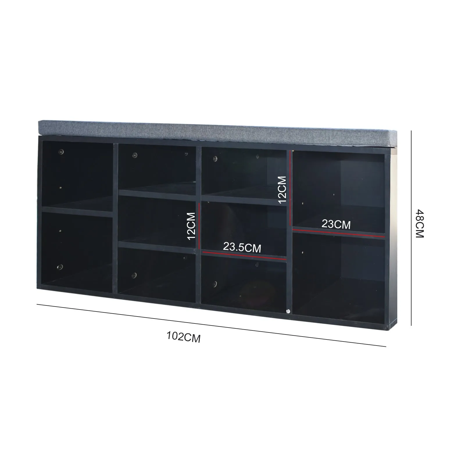 NNEDSZ  Decor 2 in 1 Shoe Organiser With Bench Storage - Black And Grey
