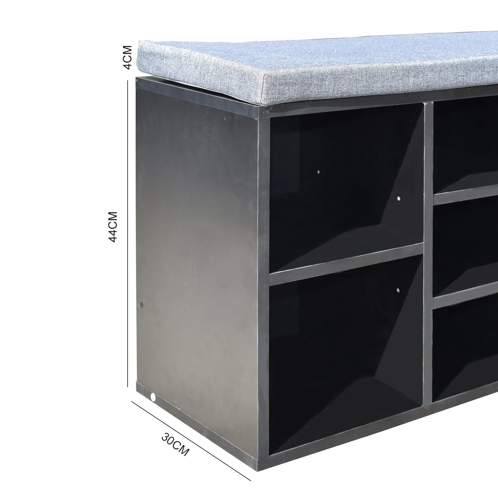 NNEDSZ  Decor 2 in 1 Shoe Organiser With Bench Storage - Black And Grey
