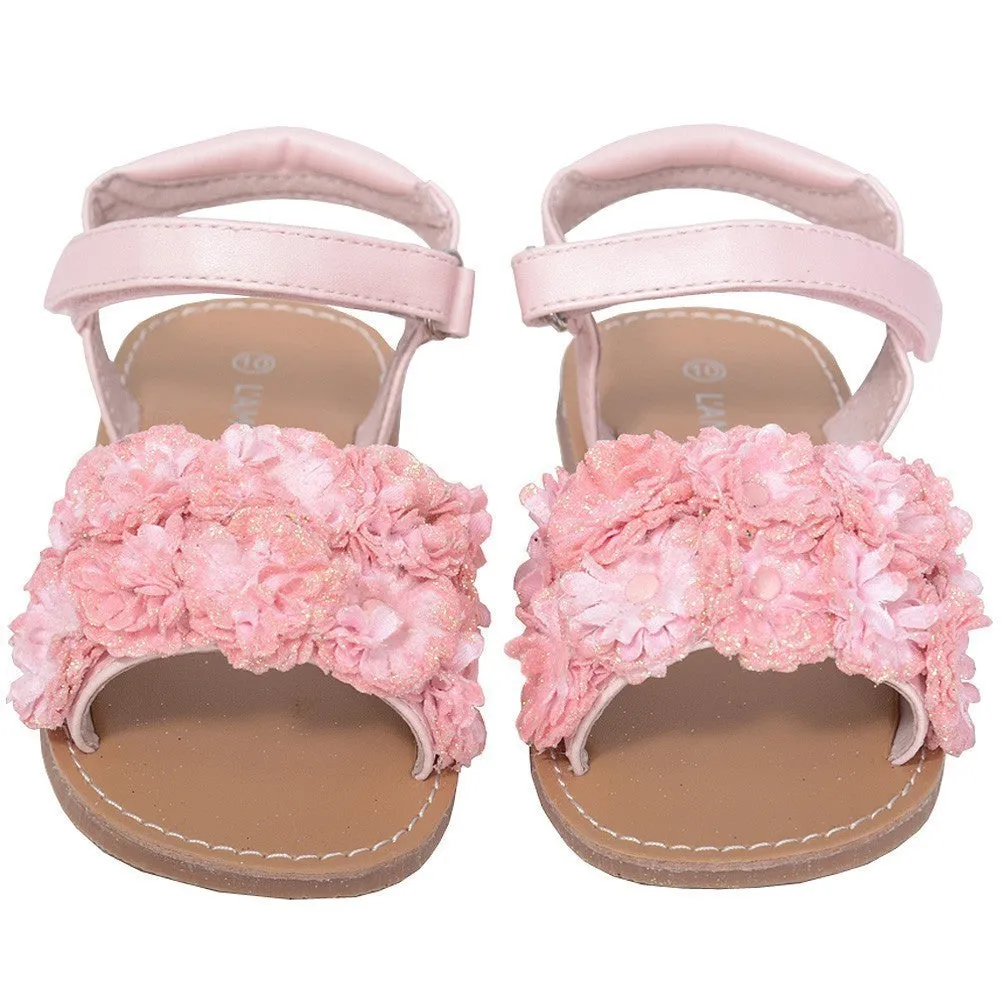 Pink Sparkle Flower Summer Sandal Toddler Girl 5-10