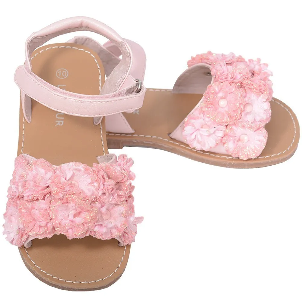 Pink Sparkle Flower Summer Sandal Toddler Girl 5-10