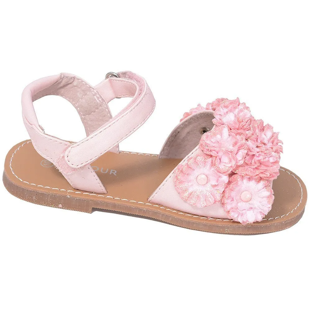 Pink Sparkle Flower Summer Sandal Toddler Girl 5-10