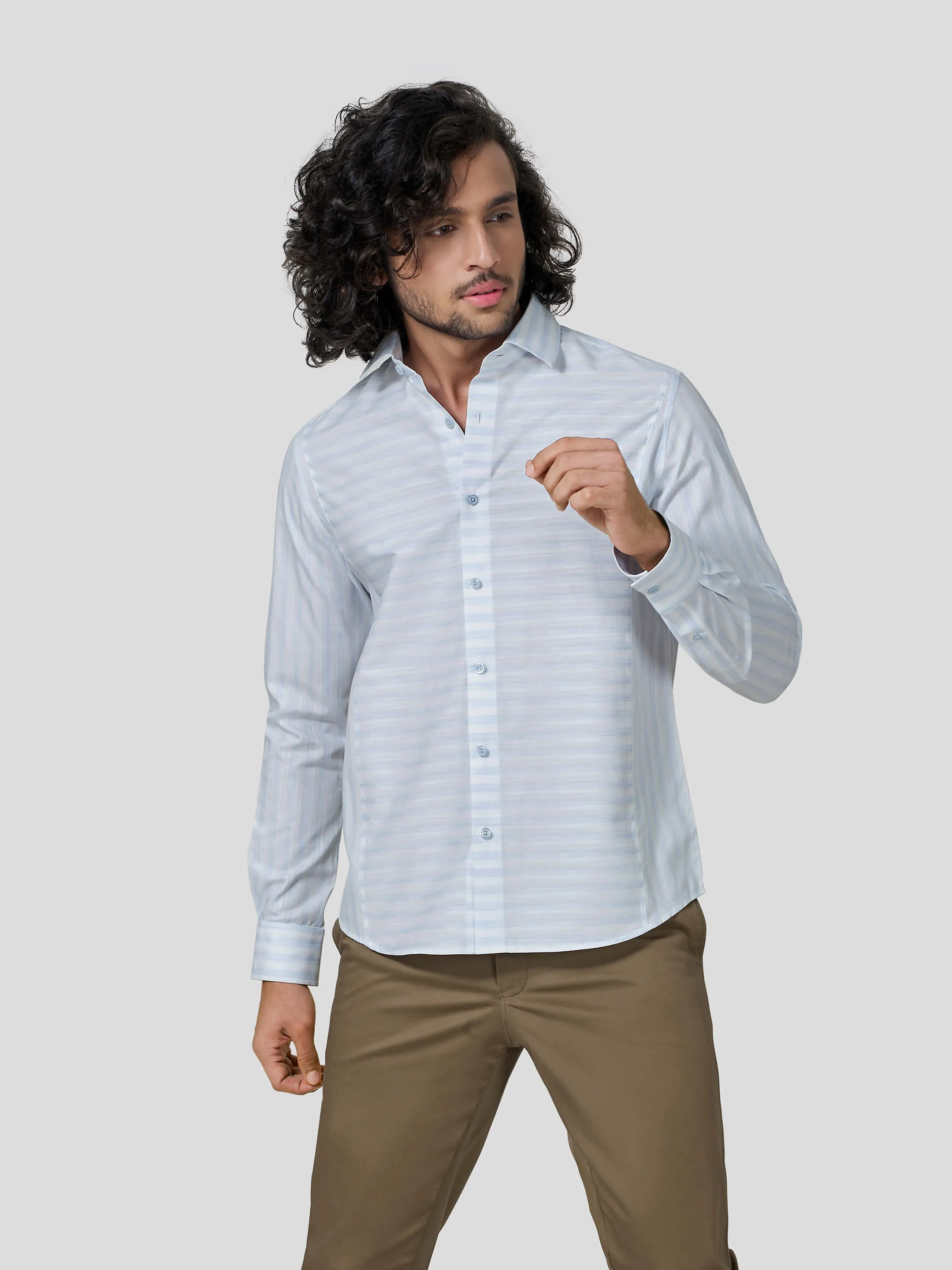 Resolute Full Sleeve Direction Stripe Untuck Fit Shirt