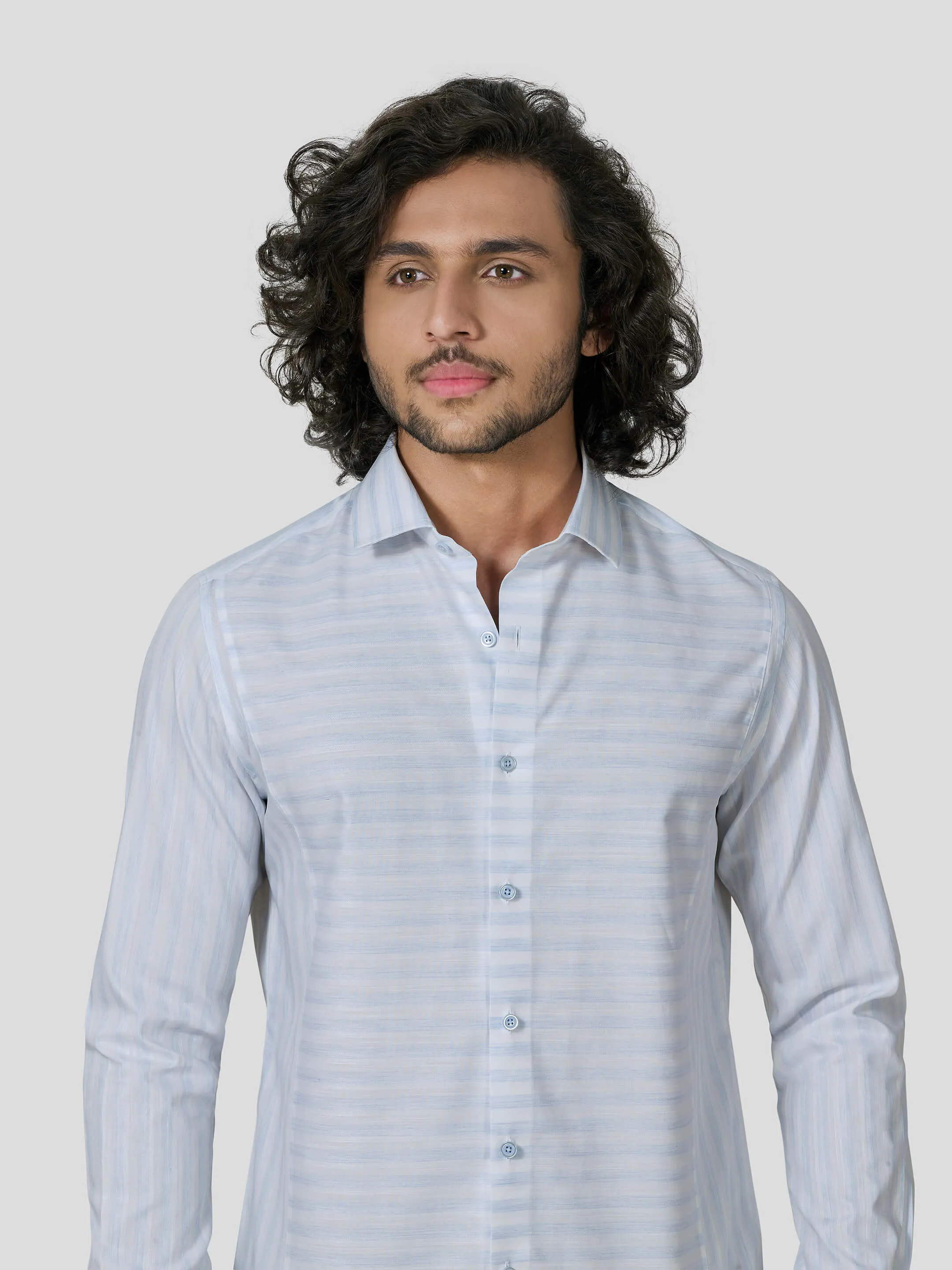 Resolute Full Sleeve Direction Stripe Untuck Fit Shirt