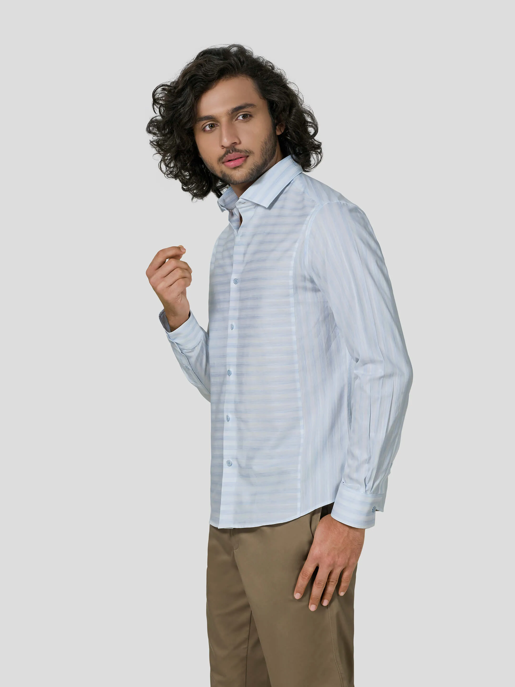 Resolute Full Sleeve Direction Stripe Untuck Fit Shirt