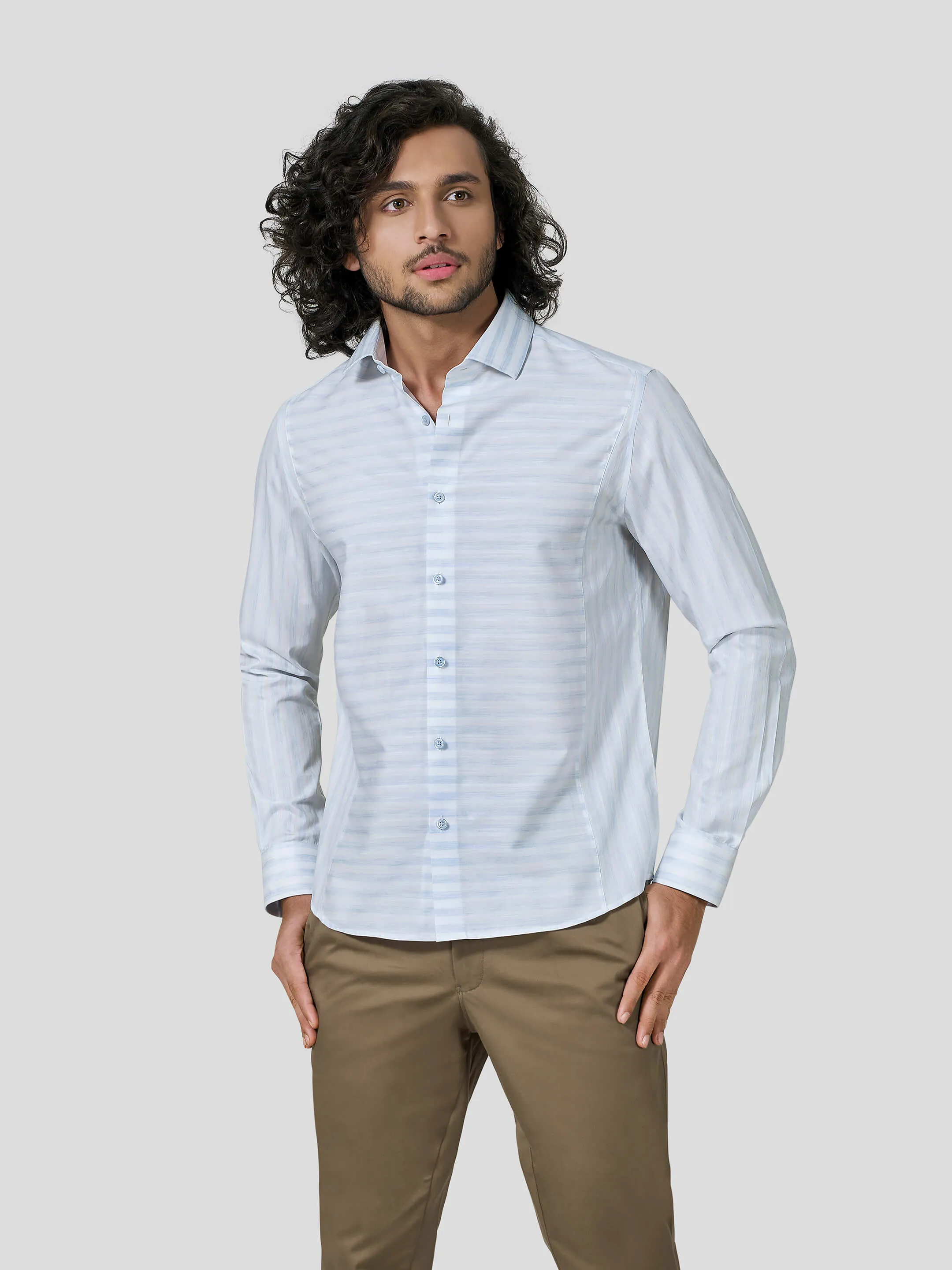 Resolute Full Sleeve Direction Stripe Untuck Fit Shirt