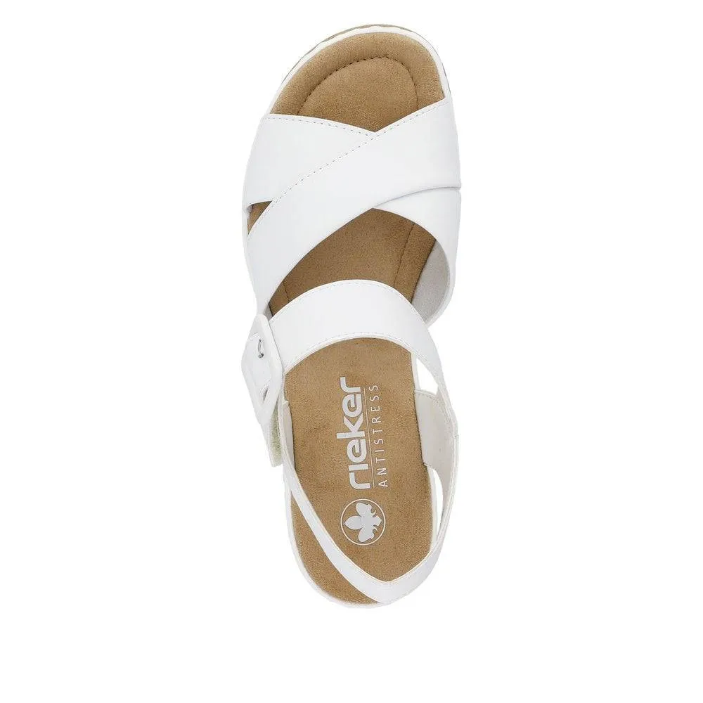 Rieker 67463-80 Ladies White Touch Fastening Sandals