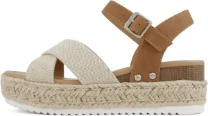 Soda FIRELY ~ Women Round Toe Crisscross Band Platform Espadrille Wedge Sandal with Adjustable Ankle Strap
