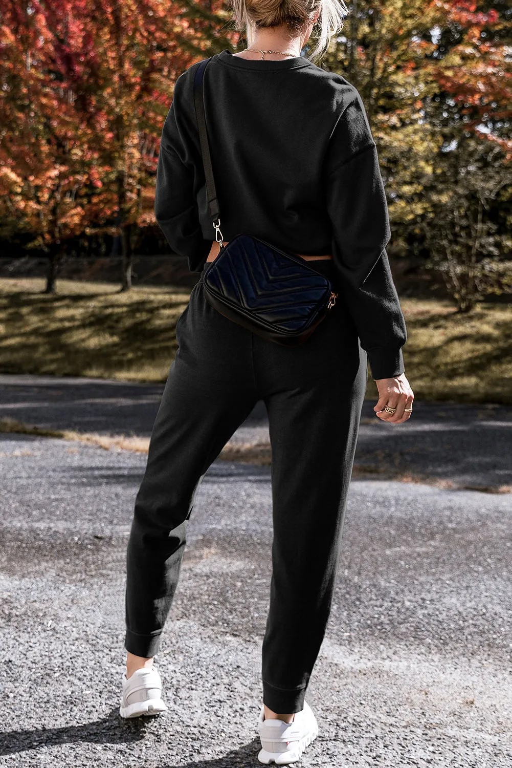 Solid Color High Low Pullover and Pants Set (online only)