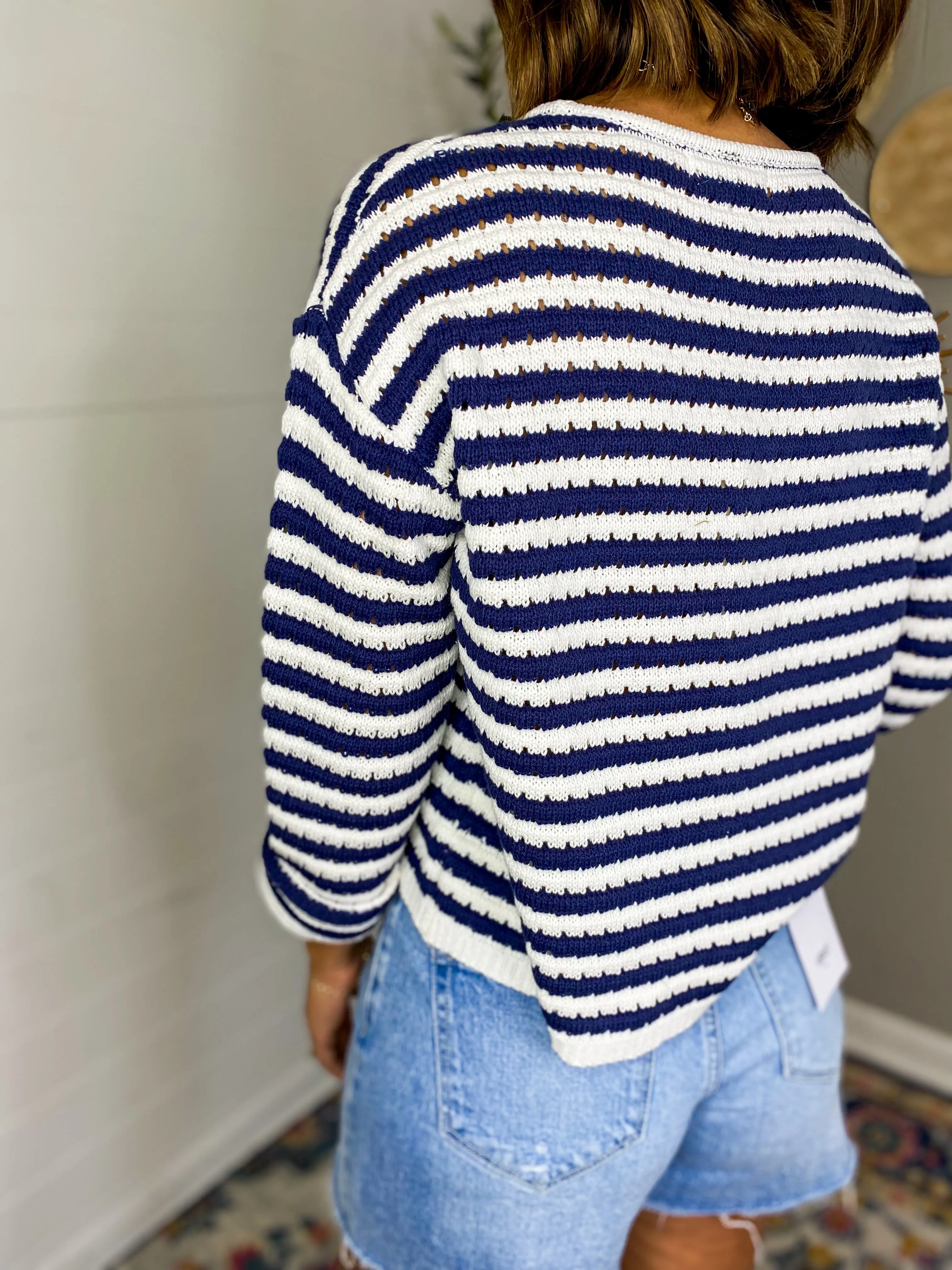Striped Button Down Cardigan