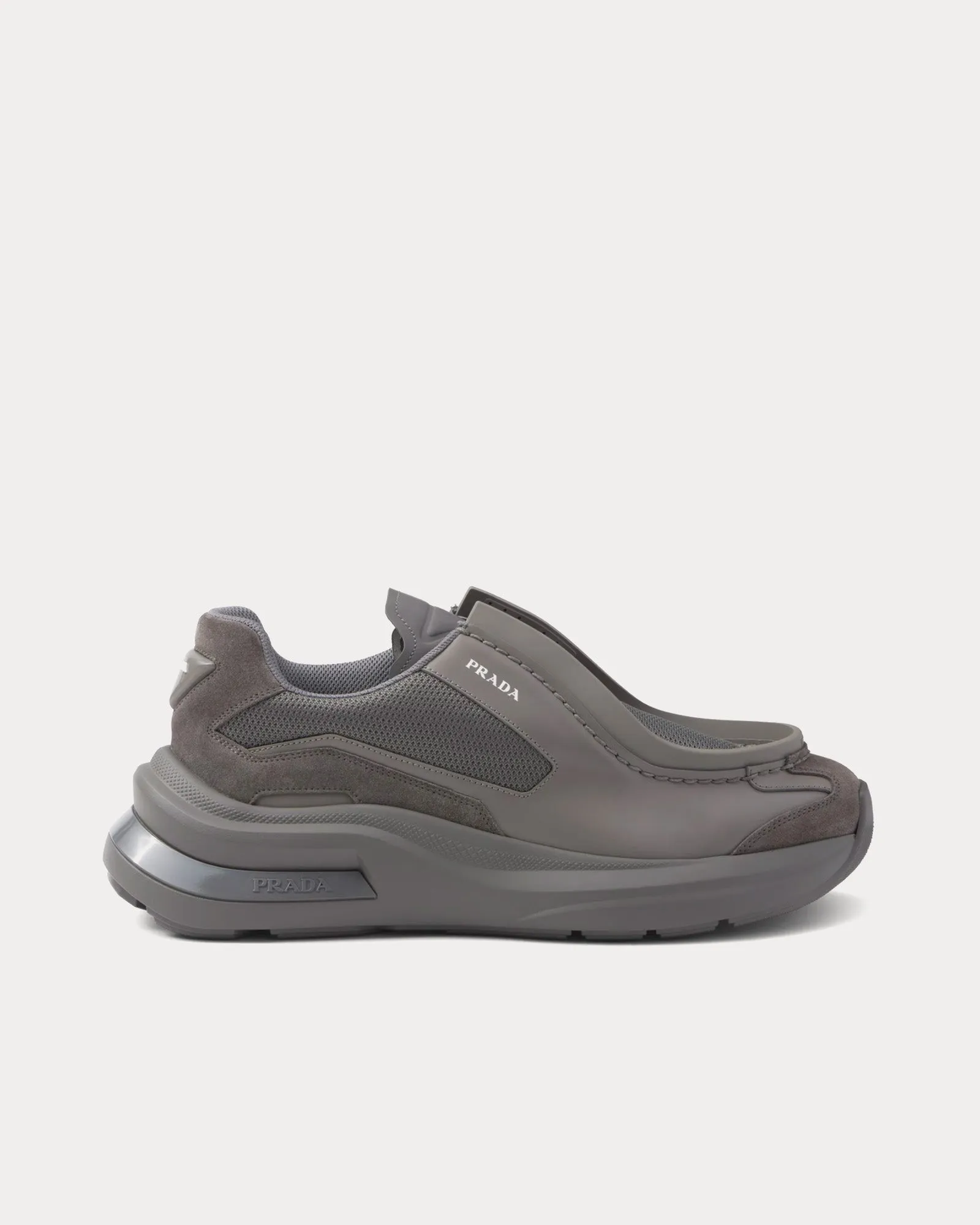 Systeme Brushed Leather with Bike Fabric & Suede Elements Marble Grey Low Top Sneakers