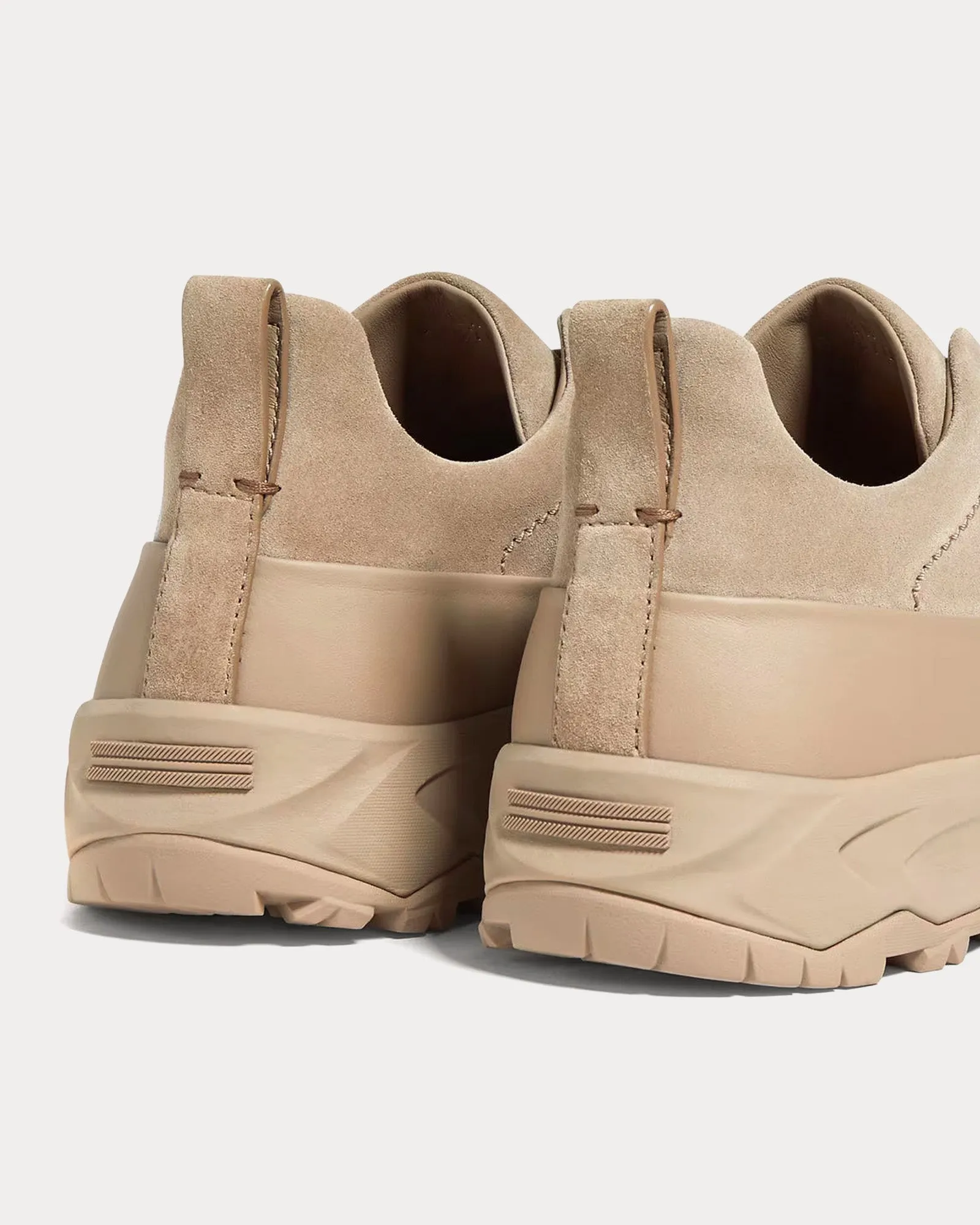Triple Stitch Monte Suede Light Taupe Slip On Sneakers