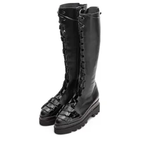 Urban Touch black leather lace-up boots