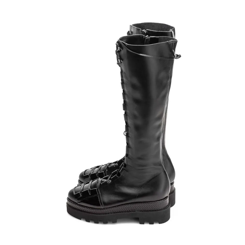 Urban Touch black leather lace-up boots