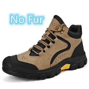 Warm Plush Fur Winter Men's Leather Boots – Casual Snow Boots