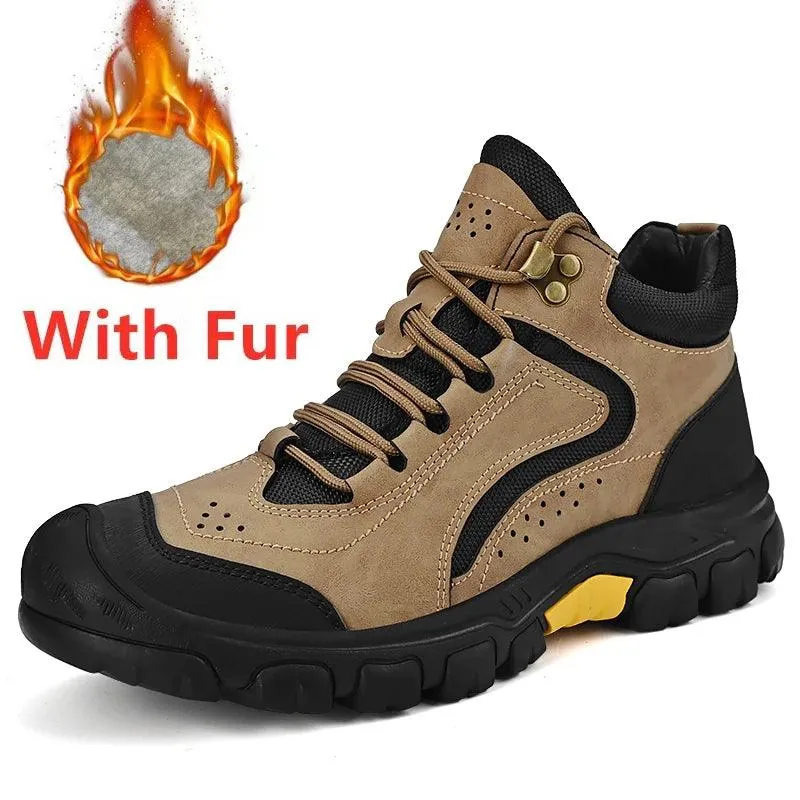Warm Plush Fur Winter Men's Leather Boots – Casual Snow Boots