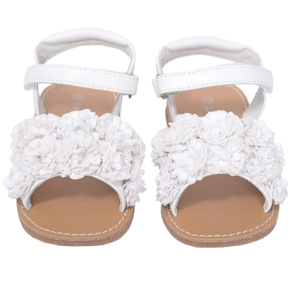White Sparkle Flower Summer Sandal Toddler Girl 5-10