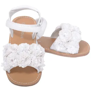 White Sparkle Flower Summer Sandal Toddler Girl 5-10