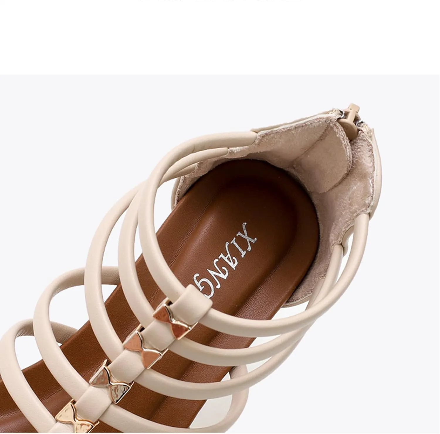 Womens Gladiator Sandals Zipper Strappy Wedge Sandal Roman Shoes Low Heel Open Toe Slip On Wedges Sandals Arch Support Casual Walking Comfortable Retro Elegant Footwear Summer Beach Soft Sandal