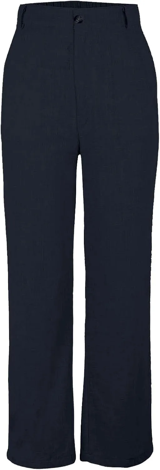 Women's Linen Wide Leg Pants Plus Size Breathable Business Casual Trousers Relaxed Fit Office Workwear