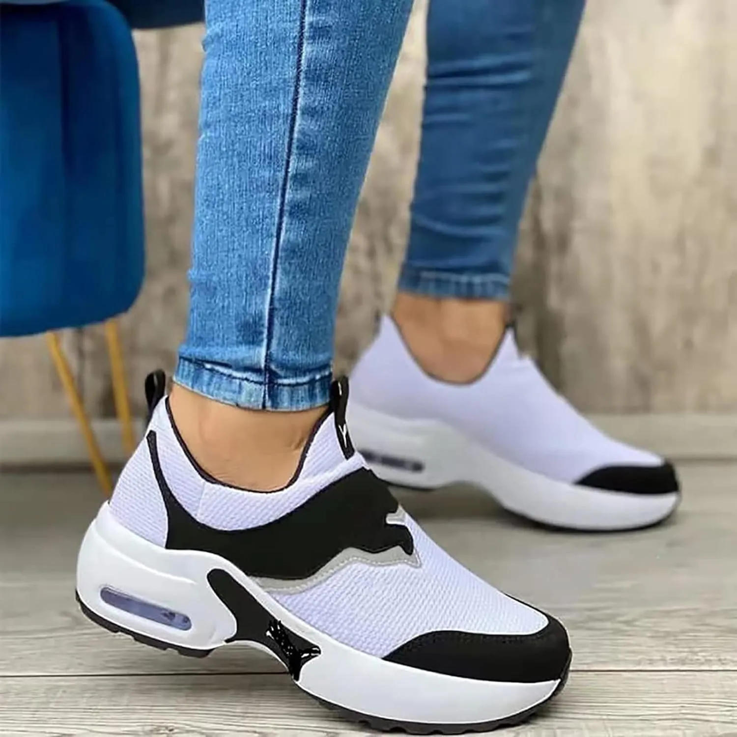 Women's Walking Shoes,Fashion Sneakers for Women,Breathable Sneakers Lightweight Knitted Non-Slip Shoe for Women Work Workout Gym Travel-White||9
