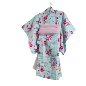 Yukata Girls - light blue with Temari and cherry blossoms