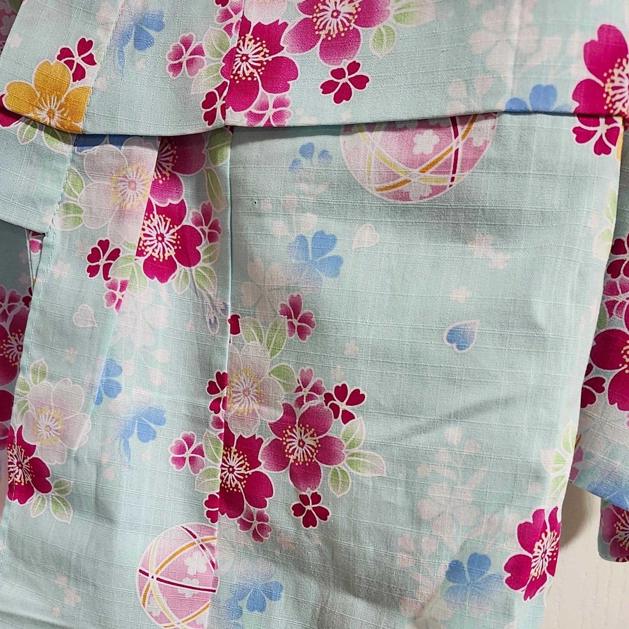 Yukata Girls - light blue with Temari and cherry blossoms