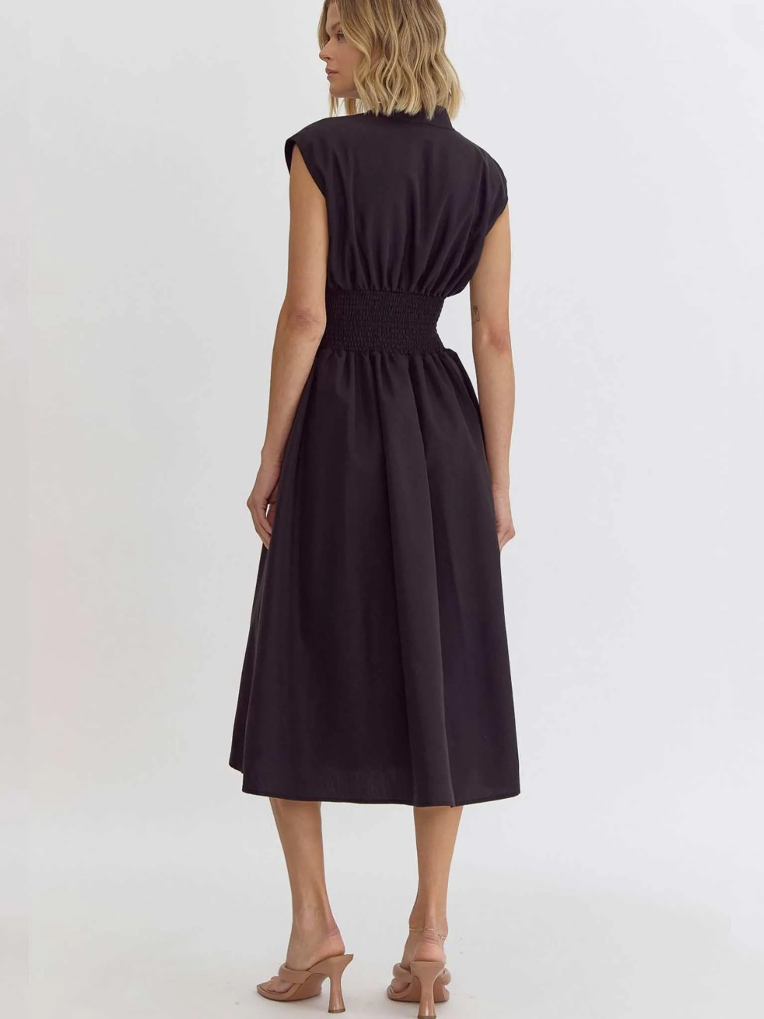 Zip Front Midi Dress