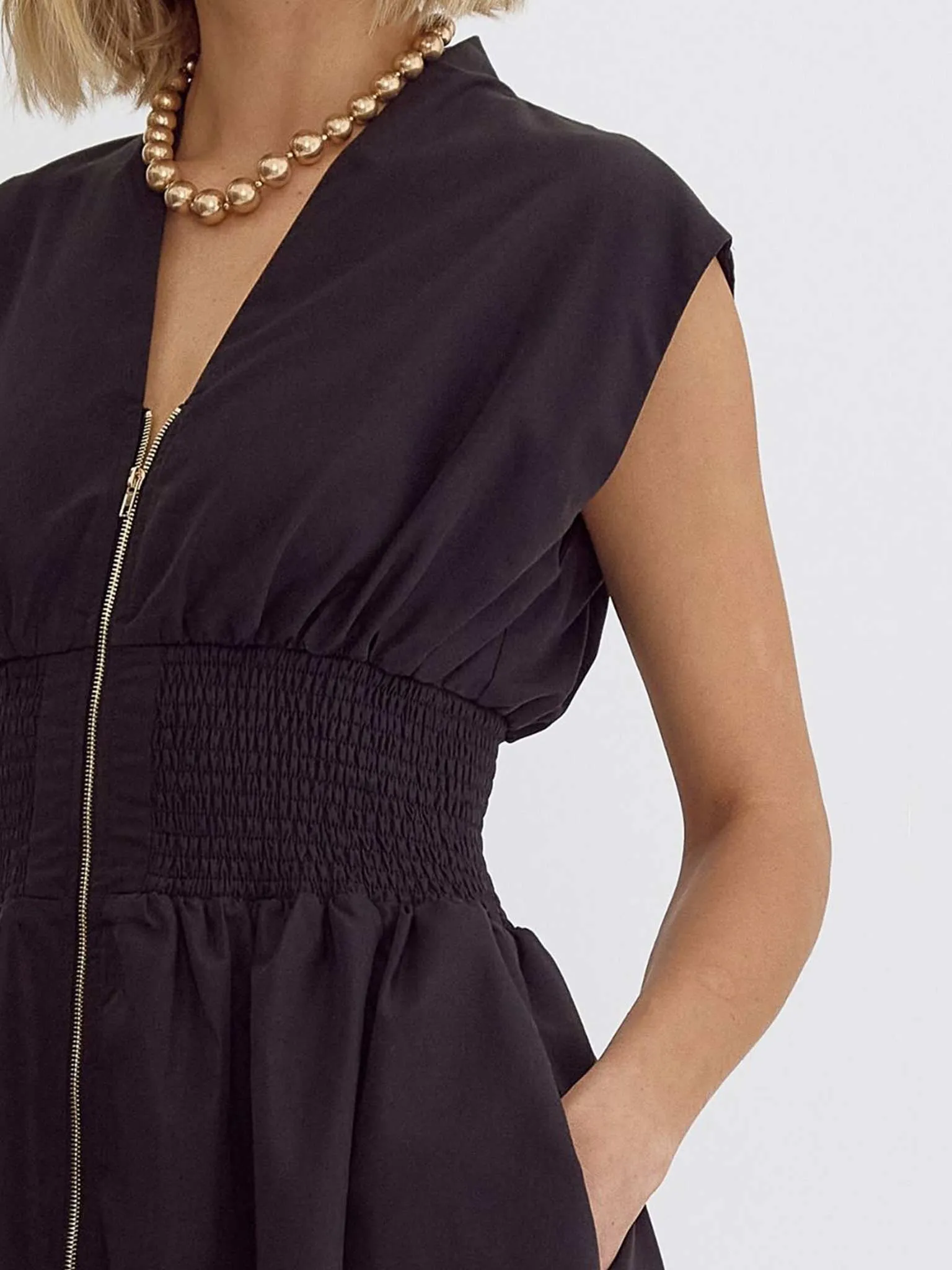 Zip Front Midi Dress